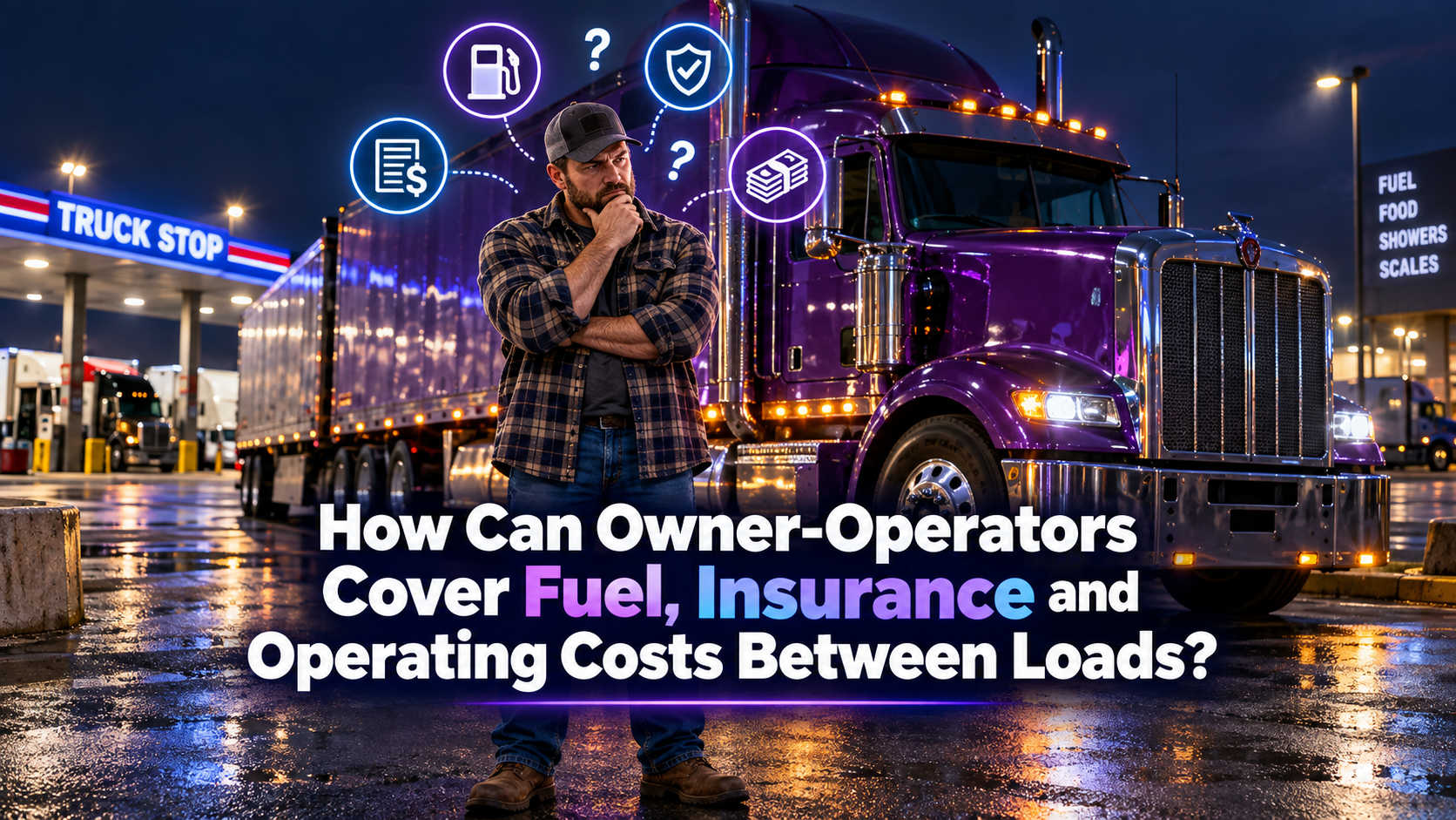 trucker thinking in front of his truck about finance